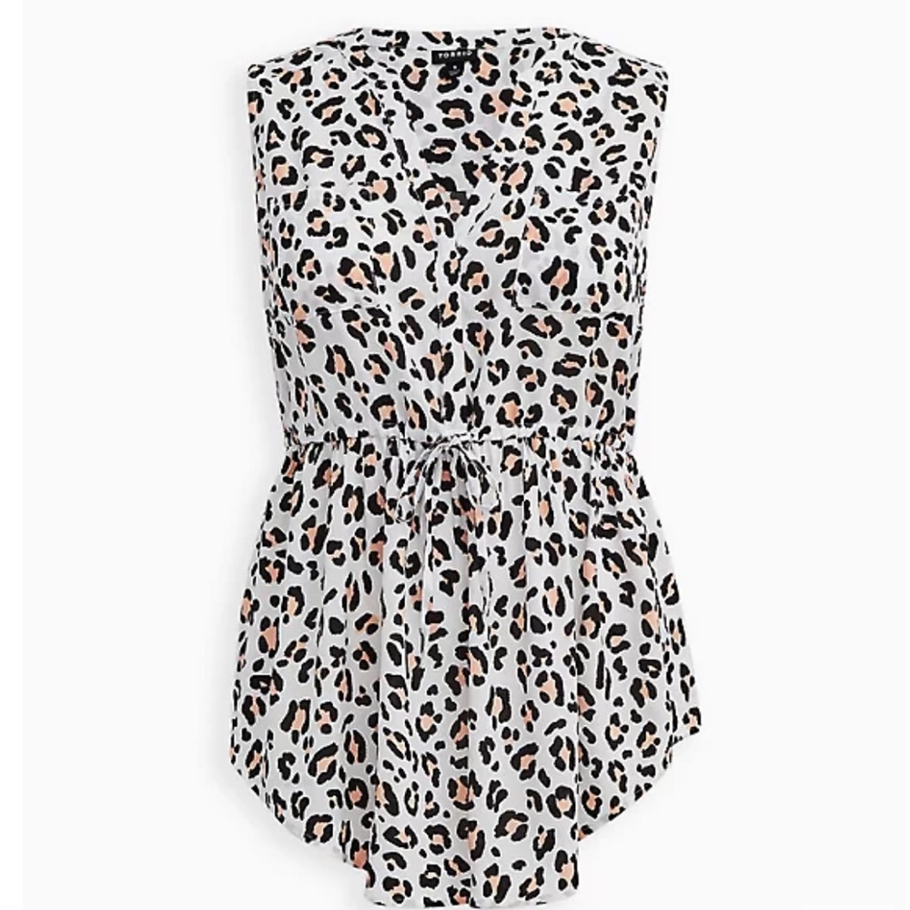 White Leopard Challis Babydoll Tunic